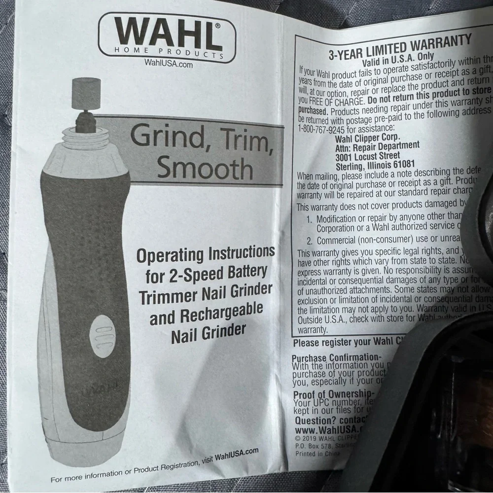 Wahl Orange and Black Pet Nail Grinder
